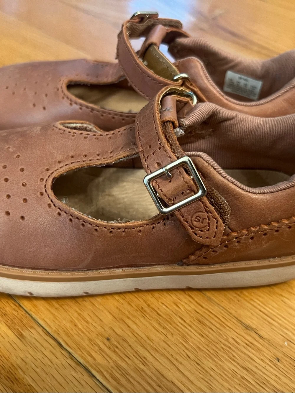 Stride Rite SRT Nell T-Strap Mary Jane in a blush leather finish shoes